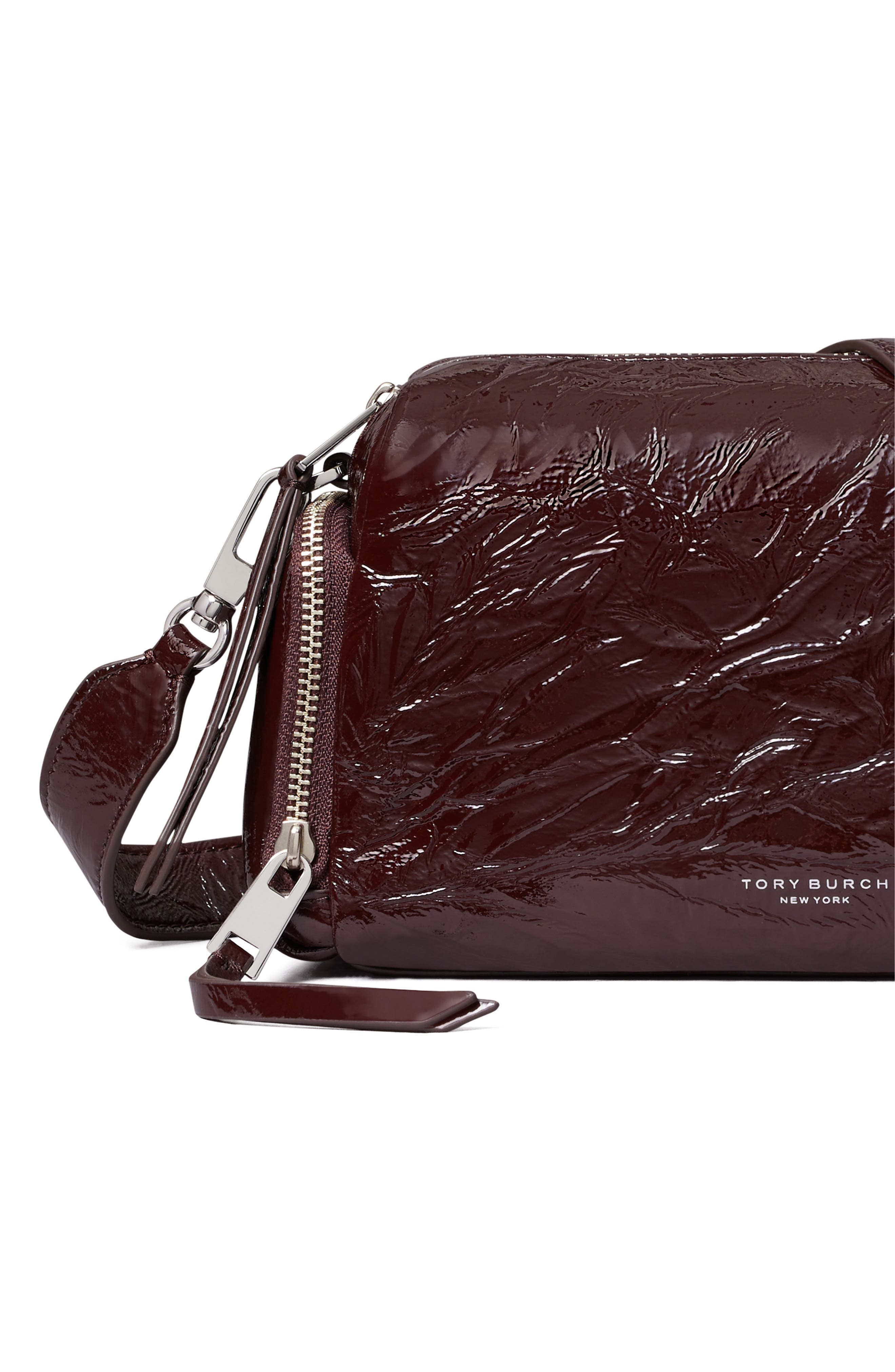 Perry Voyager Crinkled Patent Leather Crossbody Bag, Alternate, color, ALBAROSSA