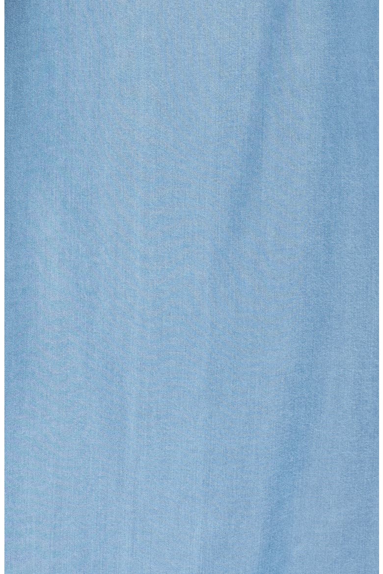 Ruffle Chambray Off the Shoulder Dress, Alternate, color, BLUE CHAMBRAY