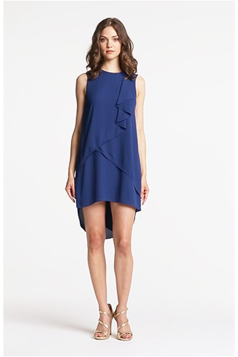 Ruffle Chiffon Dress, Alternate, color, BLUE