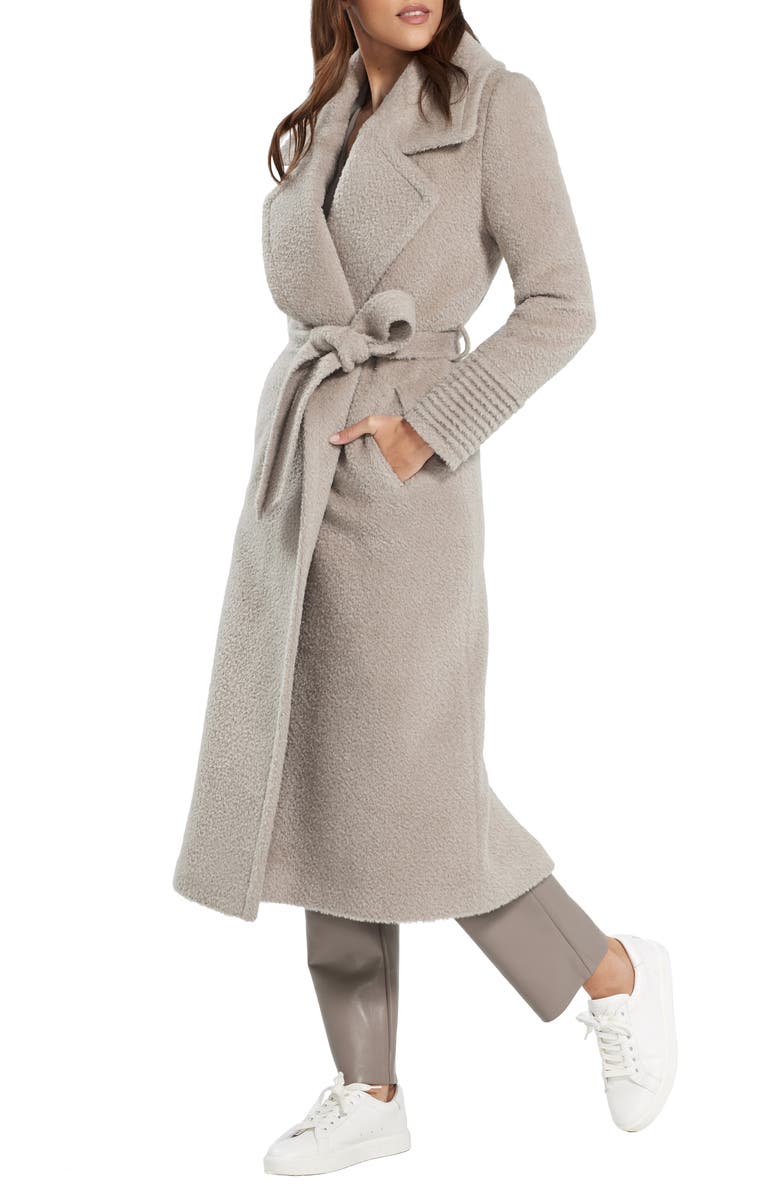 SENTALER Bouclé Notch Collar Alpaca & Wool Blend Wrap Coat, Alternate, color,