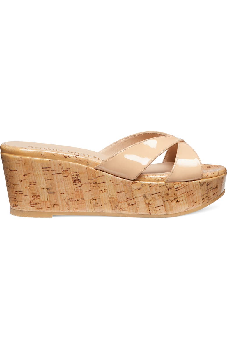Stuart Weitzman Carmen Wedge Sandal, Alternate, color, Adobe