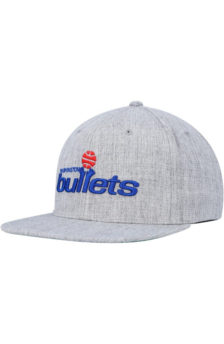 Mitchell & Ness Men's Mitchell & Ness Heather Gray Washington Bullets Hardwood Classics 2.0 Snapback Hat, Main, color, 