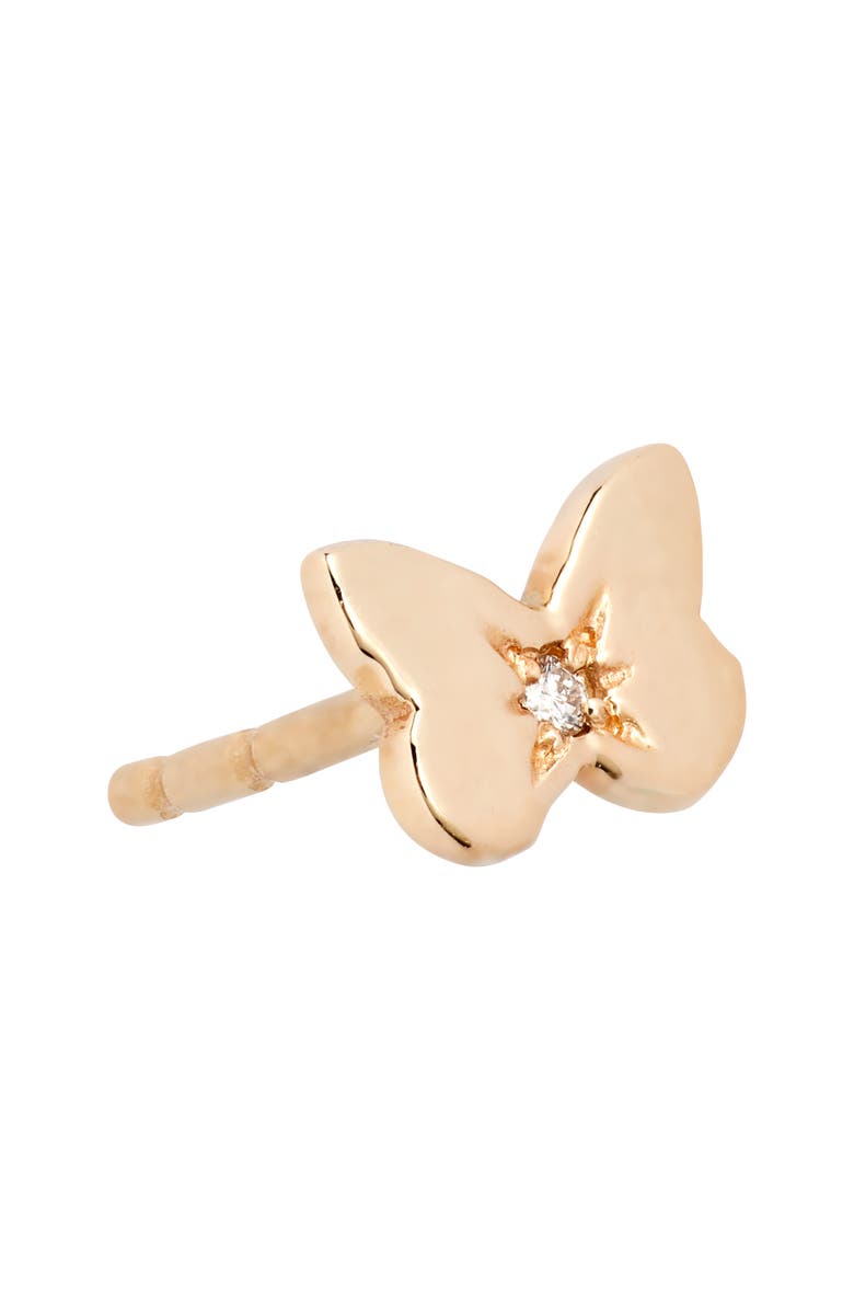 Anzie Mini Diamond Butterfly Stud Earrings, Alternate, color, Gold