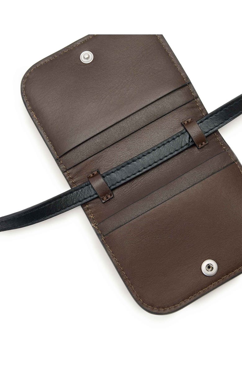 AllSaints Small Maeve Leather Crossbody Card Holder, Alternate, color, Fango Brown