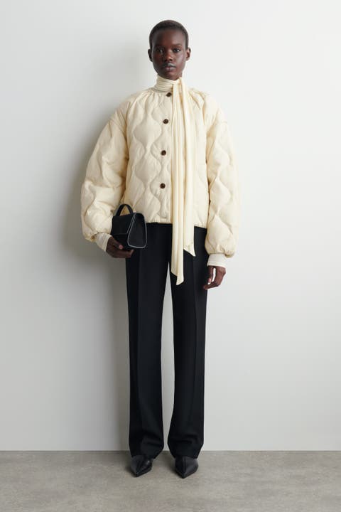 Gathered Quilted Down Jacket