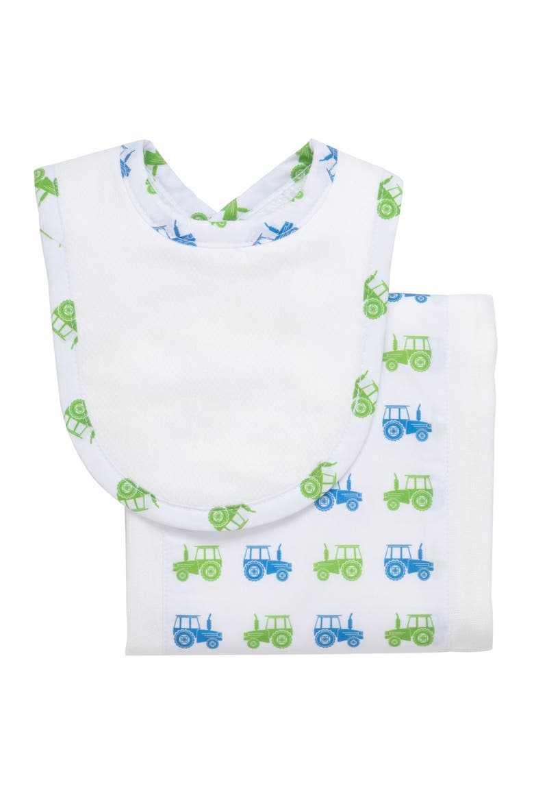 Print Drooler Bib & Burp Set, Main, color, Tractor Print