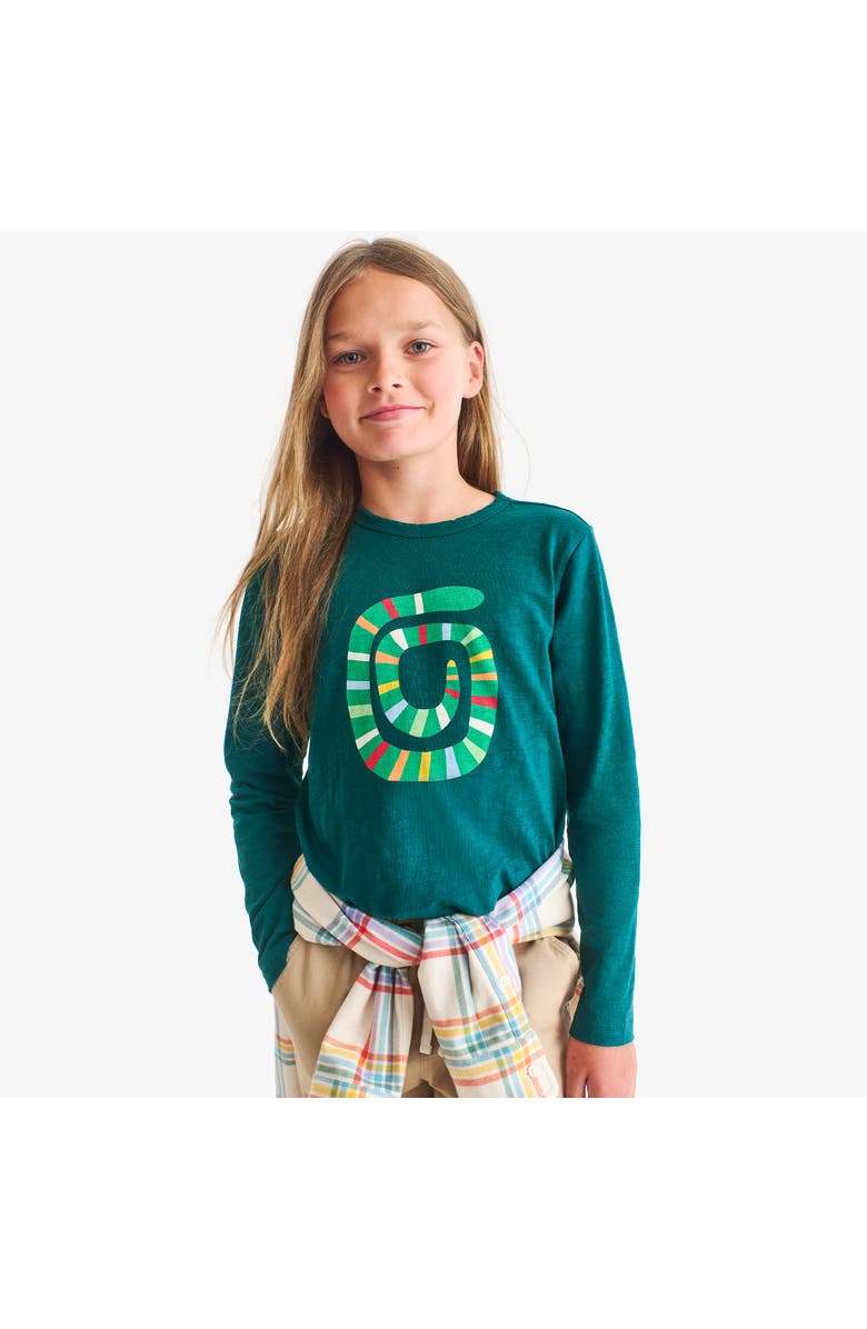 Primary Kids Long Sleeve Inchworm Tee, Alternate, color, Spruce Inchworm