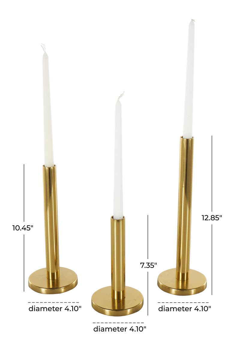 Set of 3 Taper Candleholders, Alternate, color, GOLD