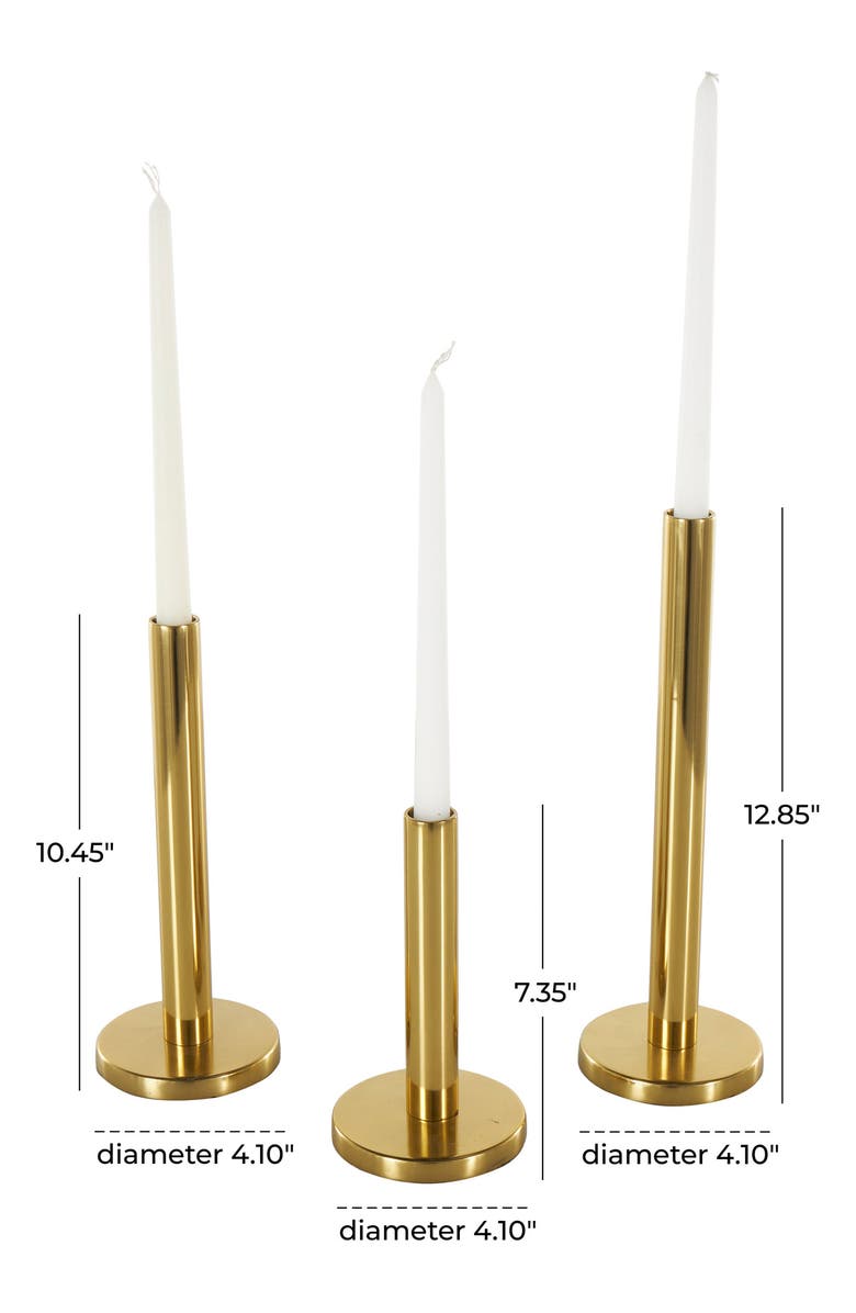 VIVIAN LUNE HOME Set of 3 Taper Candleholders, Alternate, color, Gold