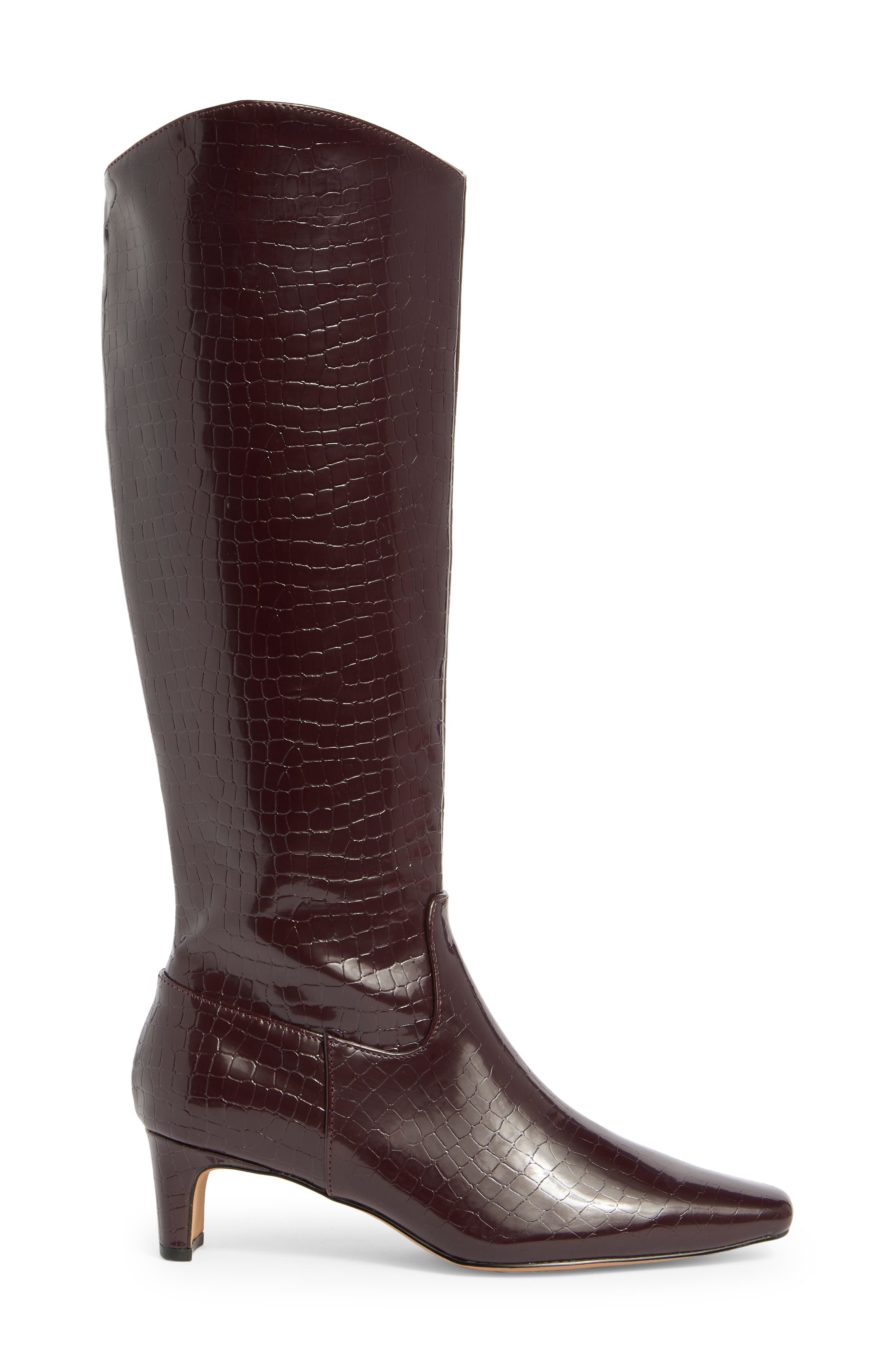 Splendid Jett Knee High Boot, Alternate, color, Black Cherry Croco