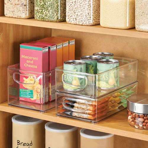 Mdesign Small Plastic Kitchen Storage Container Bin With Handles In Transparent