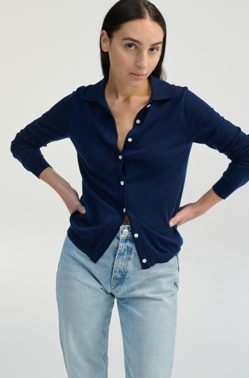 Almina Concept Button Up Knit Top In Navy