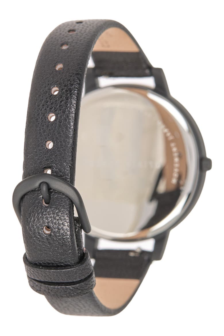 Women's OLIVIA BURTON Varsity Matte Black Leather Strap Watch, 38mm, Alternate, color, MULTI