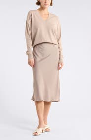 NORDSTROM RACK Textured Satin Midi Skirt