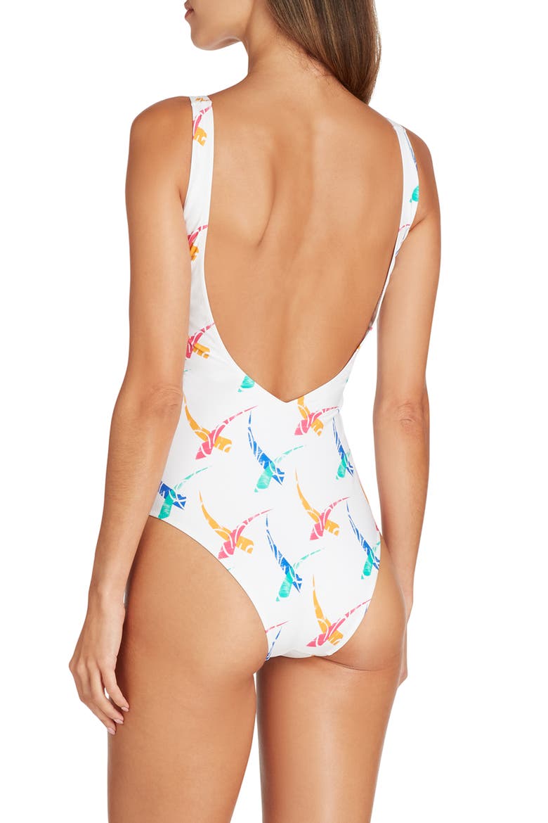 Verona Printed One-piece Swimsuit, Alternate, color, Off White