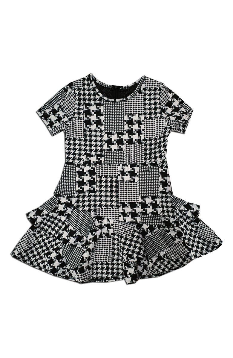 JOE-ELLA Kids' Houndstooth Dress, Main, color, Black