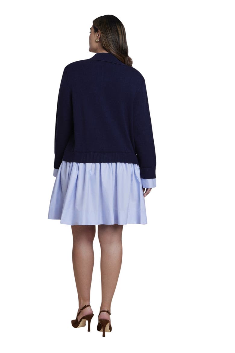 Twofer Mini Shirt Dress (plus), Alternate, color, BLUE AND NAVY
