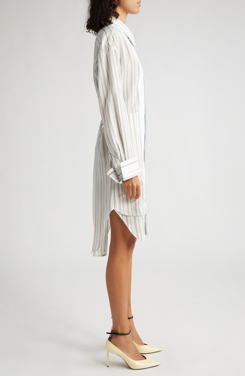 Victoria Beckham Stripe Plastron Long Sleeve Shirtdress, Alternate, color,