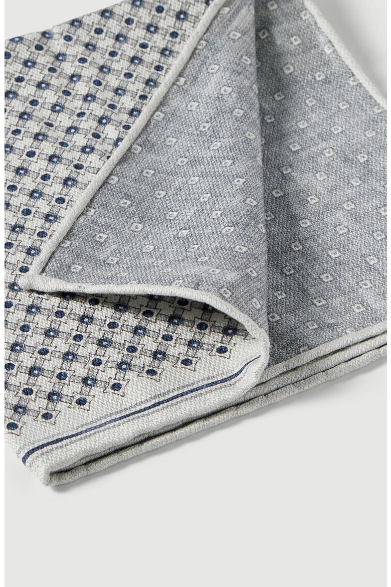 Silk geometric pattern pocket square, Alternate, color, Avio Blue