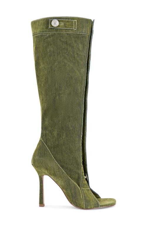 Azalea Wang Kazuki Peep Toe Stiletto Boot In Green