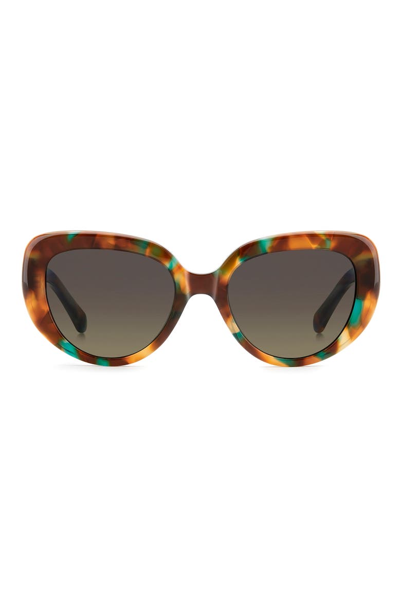 rana 53mm polarized gradient rectangular sunglasses, Main, color, GREEN TURQUOISE HAVANA/ GREEN