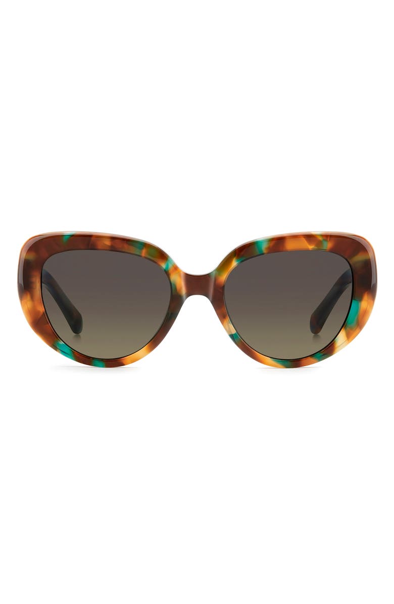 Kate Spade New York rana 53mm polarized gradient rectangular sunglasses, Main, color, Green Turquoise Havana/ Green
