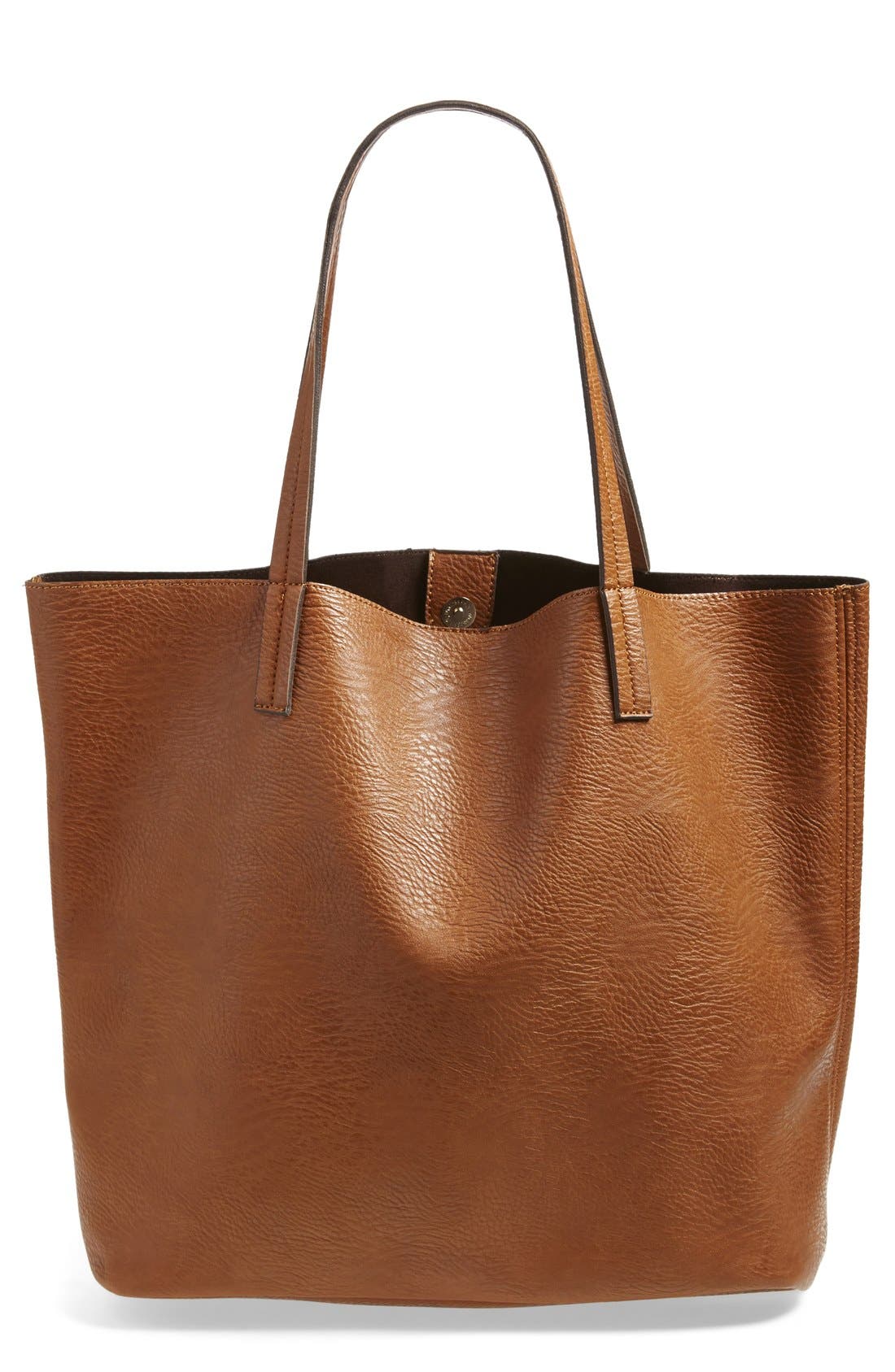 Faux Leather Pocket Tote, Alternate, color, COGNAC