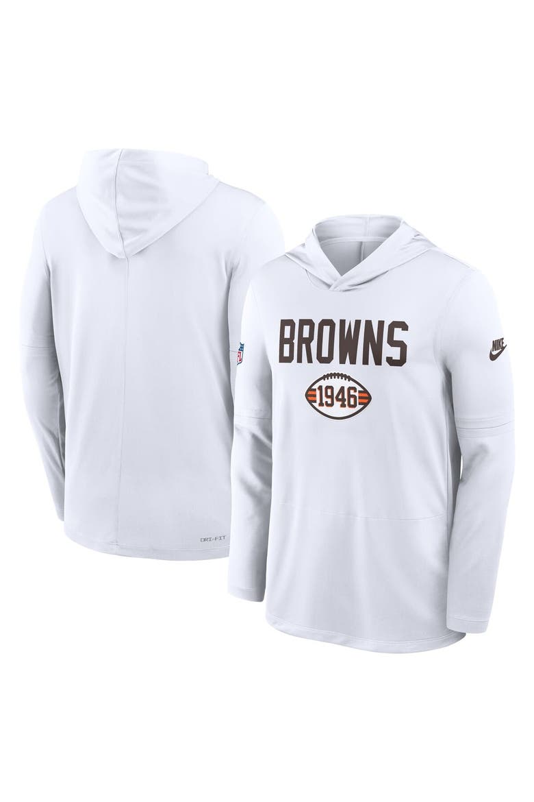Men's Nike White Cleveland Browns Alt Pack Pass Accuracy Performance Long Sleeve Hoodie T-Shirt, Alternate, color, White