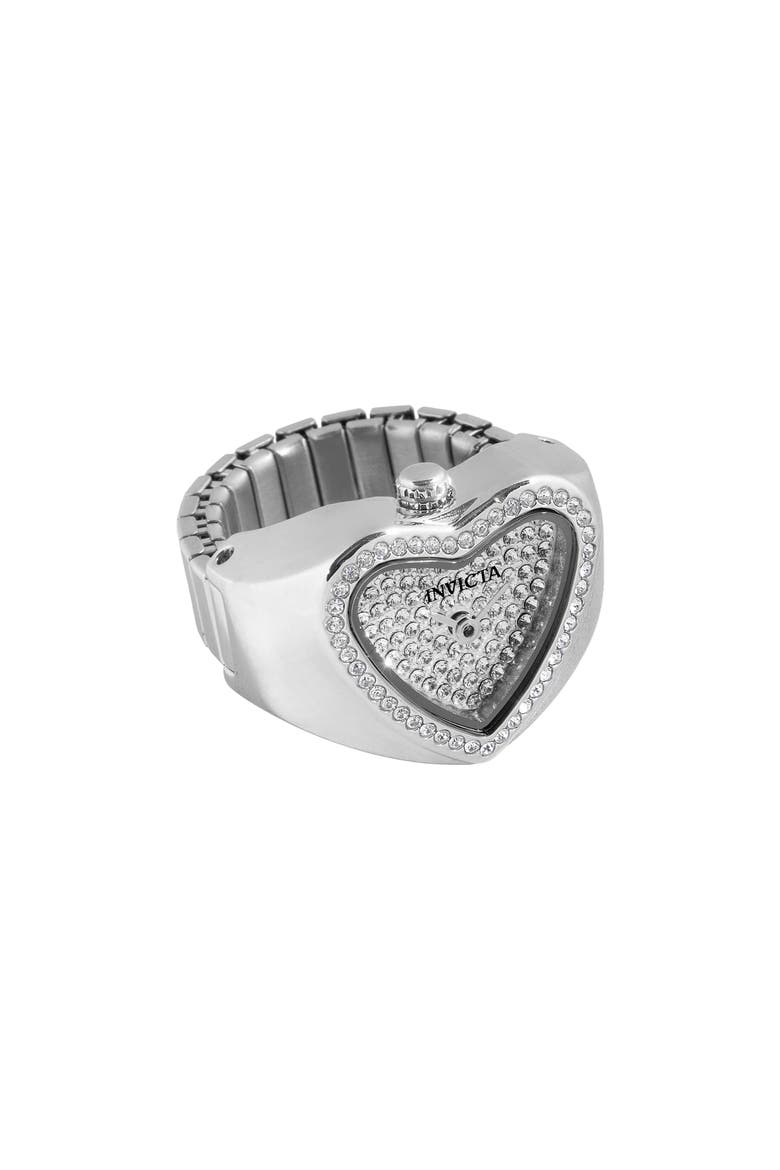 Mini Quartz Heart Ring Watch, Alternate, color, WHITE SILVER