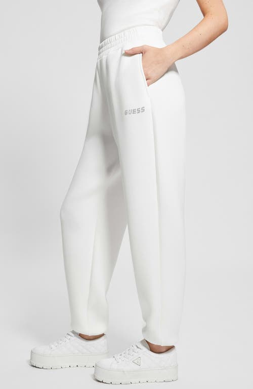 Guess Women's Cecelia Scuba Rhinestone-logo Jogger Pants In Ocean Salt