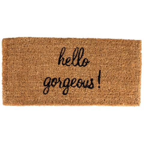 "Hello Gorgeous!" Natural Coir Doormat