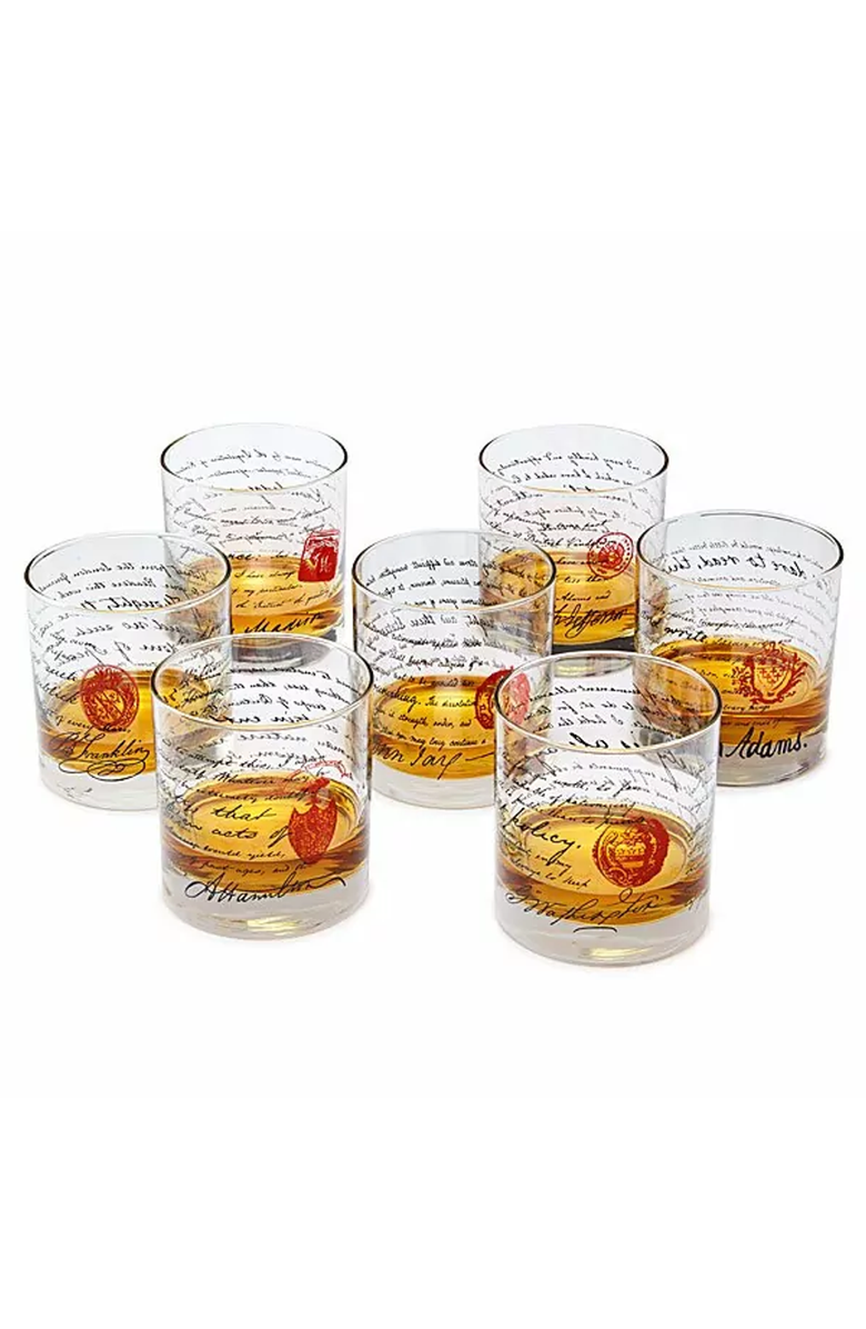 Uncommon Goods Founding Fathers Whiskey Glasses, Alternate, color, Red / Black