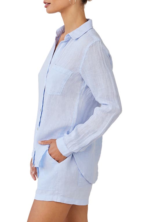 Shop Bella Dahl Garment Dyed Linen Button-up Shirt In Perennial Blue