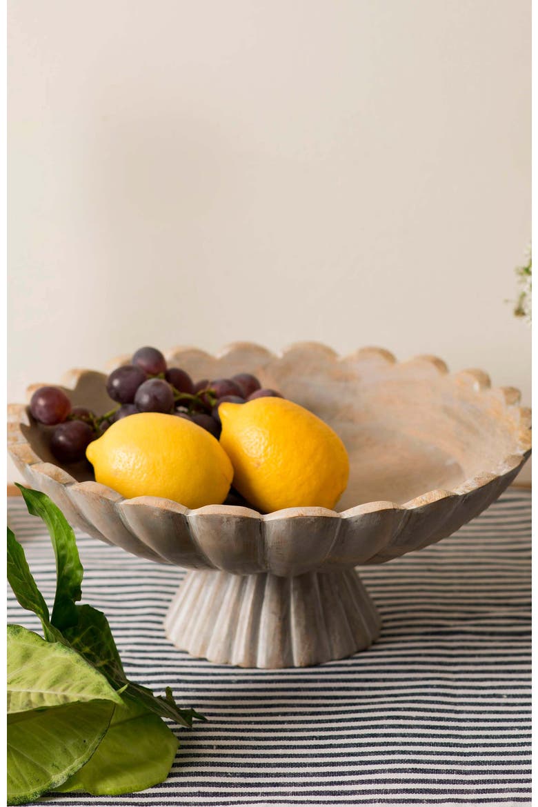 Fluted Pedestal Bowl - Rustic Grey, Alternate, color, Grey