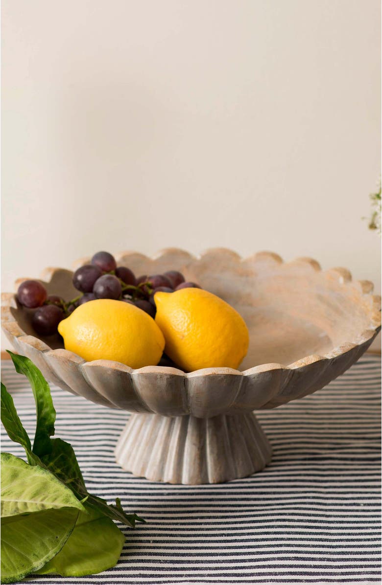 Mela Artisans Fluted Pedestal Bowl - Rustic Grey, Alternate, color, Grey