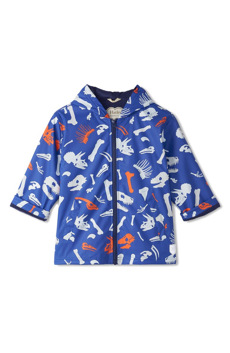Hatley Kids' Waterproof Dino Fossils Zip Jacket, Main, color, 