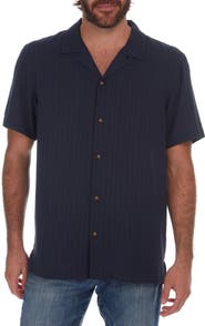 PX Textured Stripe Woven Camp Shirt