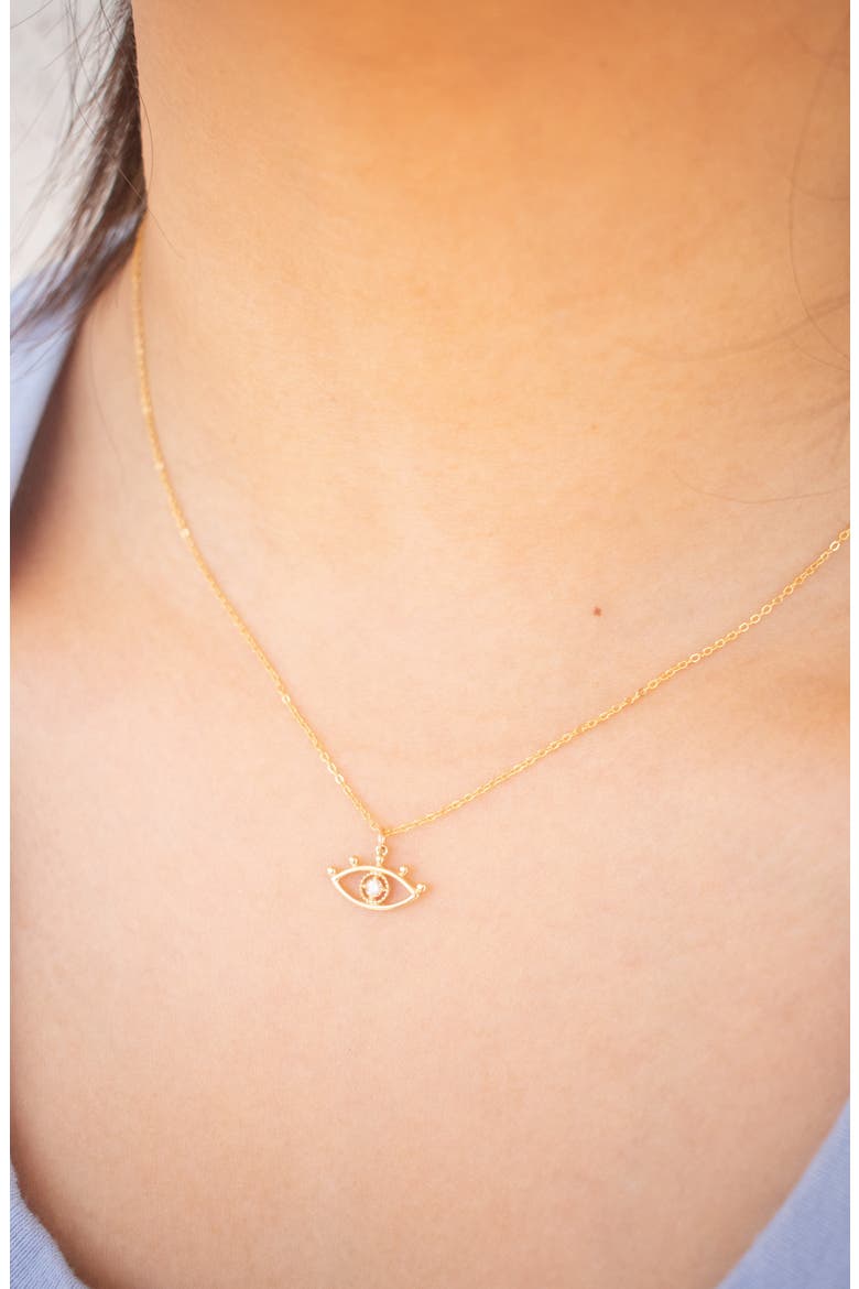 Santorini Diamond Evil Eye Pendant Necklace, Alternate, color, GOLD