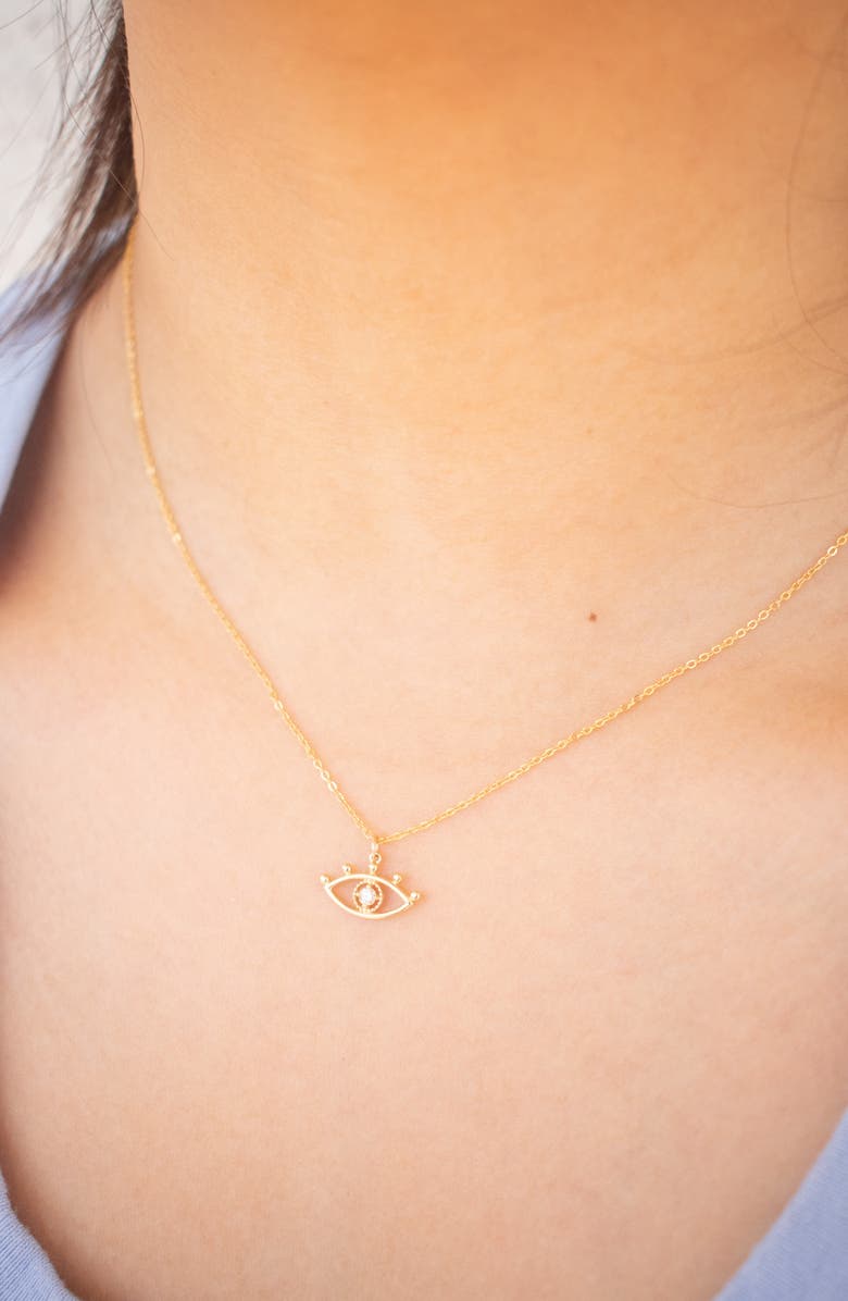 Set & Stones Santorini Diamond Evil Eye Pendant Necklace, Alternate, color, Gold