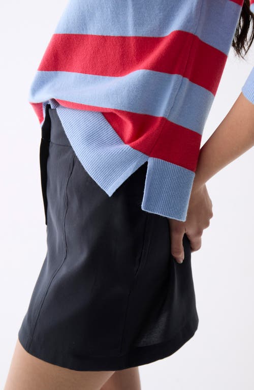 Deluc Tavira Stripe Crewneck Sweater In Light Blue With Red Stripes