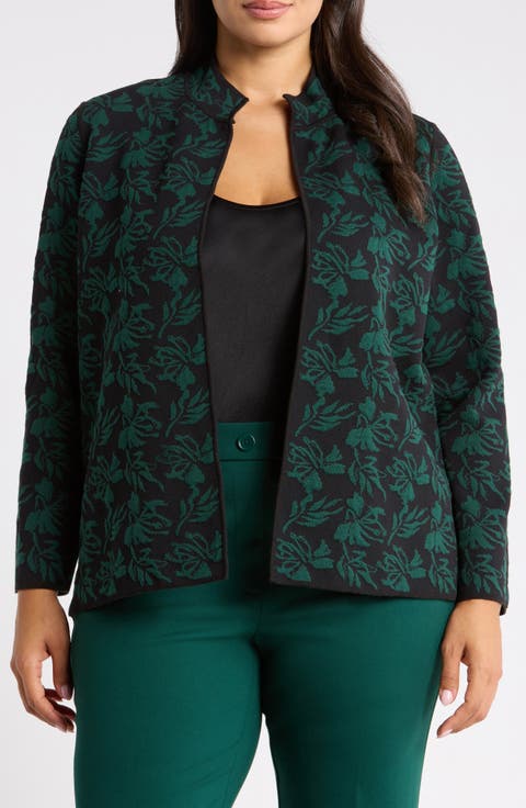 Jacquard Stand Collar Cardigan