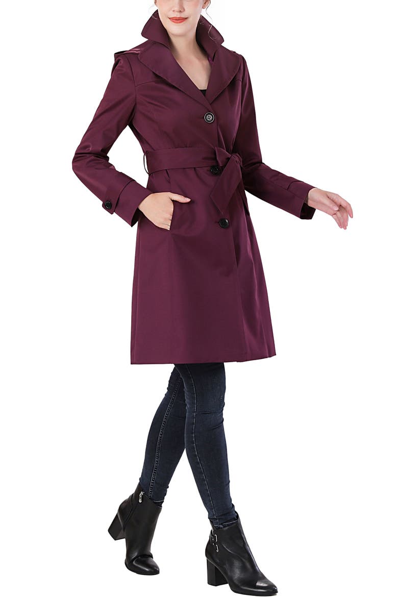 Adel Hooded Trench Coat, Alternate, color, Grape Wine