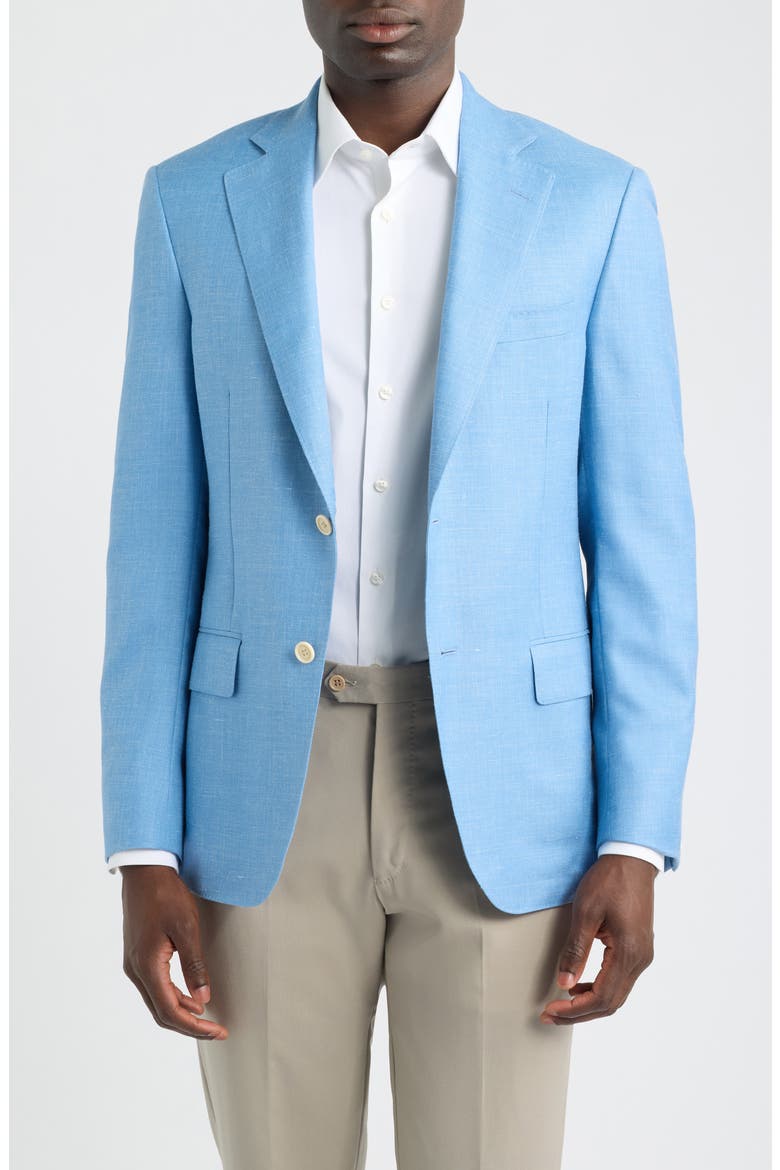 Light Blue Slub Wool Blend Sport Coat, Main, color, BLUE