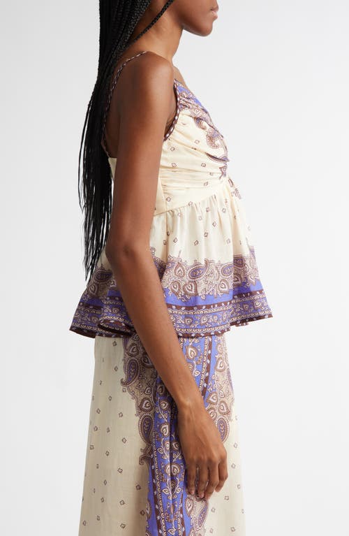 Zimmermann Maxine Plunge Cami Tops Purple In Purple Paisley