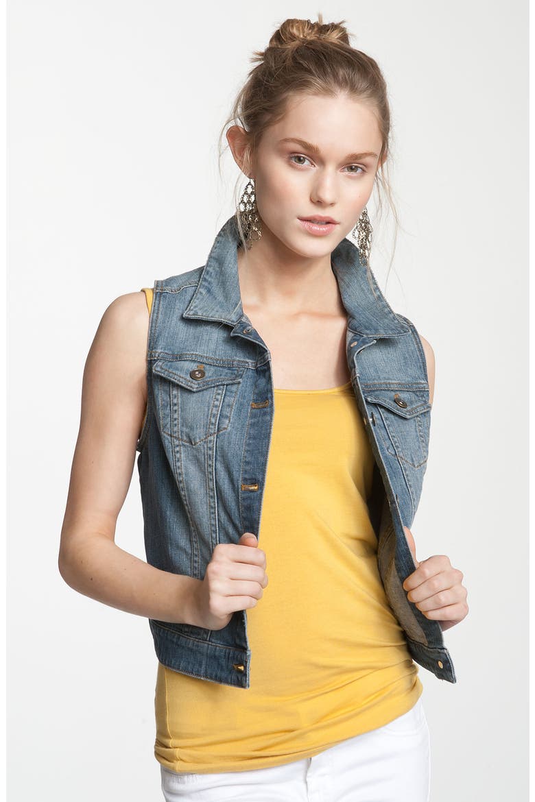Sleeveless Denim Vest, Main, color, DARK WASH
