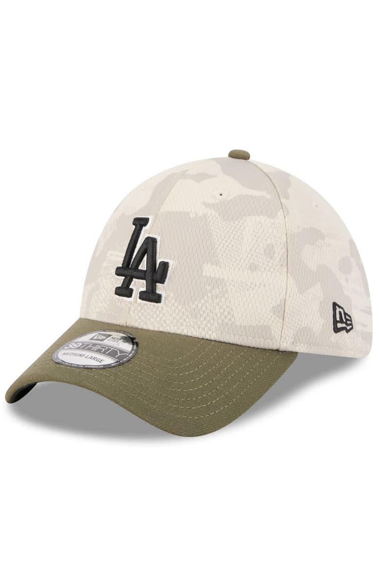 New Era Men's New Era Light Beige/Olive Los Angeles Dodgers 2025 Armed Forces Day 39THIRTY Flex Hat, Alternate, color, Light Beige