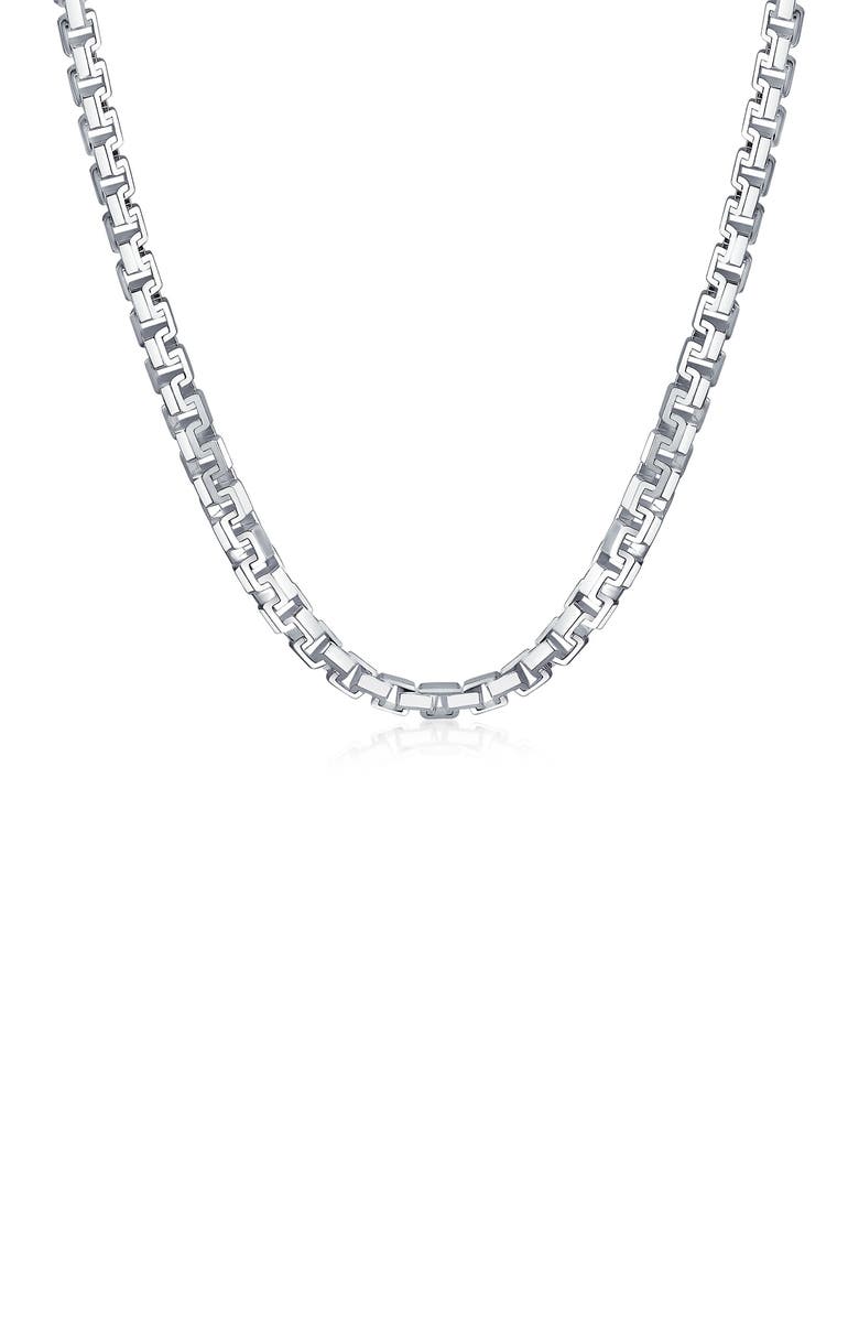 BLING JEWELRY Sterling Silver Boxy Link Chain Necklace, Main, color,