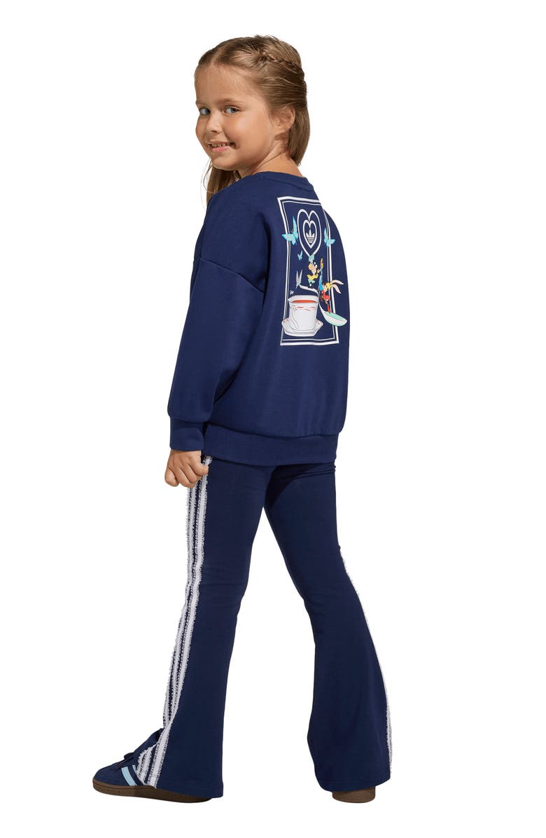 adidas x Disney Alice in Wonderland Kids
 Crewneck Sweatshirt 
Flare Leggings Set, Alternate, color, Night Indigo
