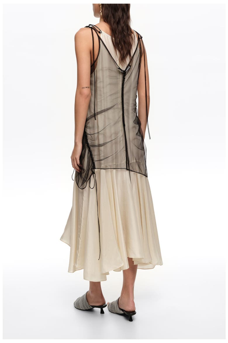 Camisole Dress With Mesh Overlay, Alternate, color, BLACK