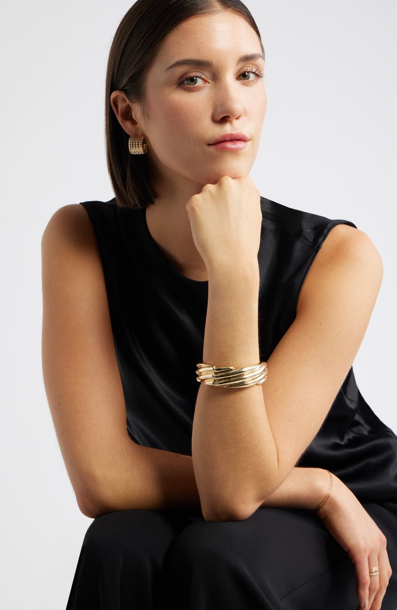 Nordstrom Twisted Cuff Stretch Bracelet, Alternate, color, Gold
